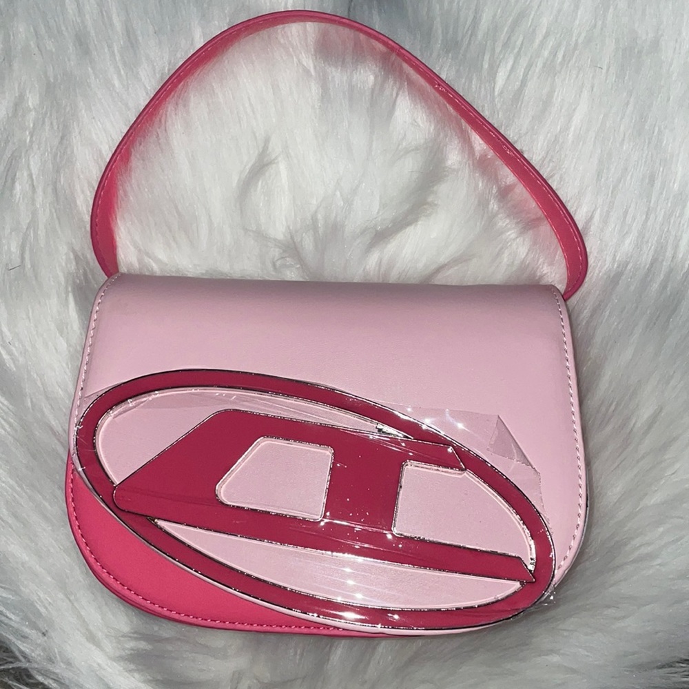 Diesel logo-plaque tote bag- PINK